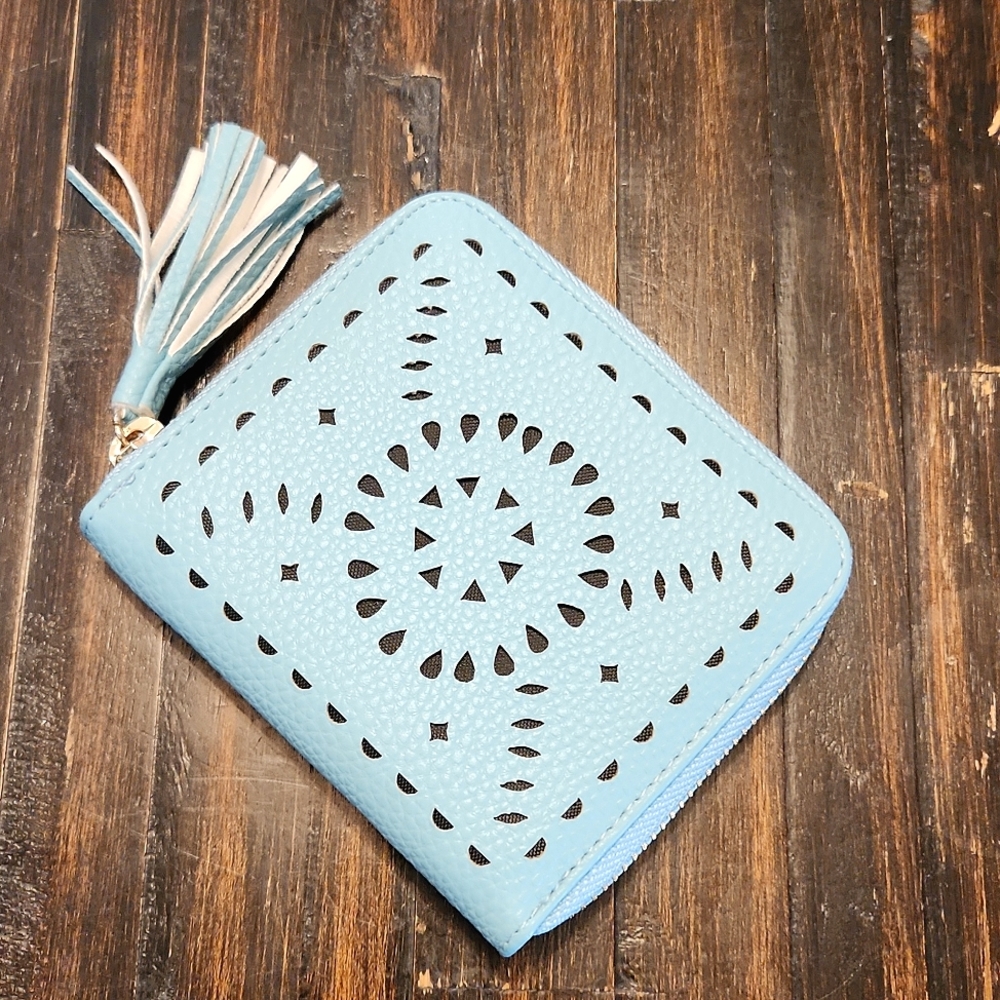 Cleobella Small Mexicana Zip Wallet-Light Blue